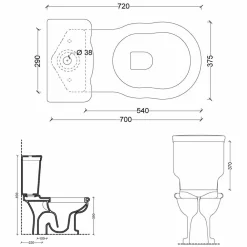 Viadurini Bathroom Wc-Einzelblock-Toilettenschüssel aus weißer Keramik Style 72x36cm, Italy