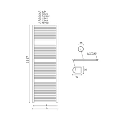 Viadurini Radiators Handtuchheizkörper Wasser-Einzelner hydraulischer Handtuchwärmer aus Kohlenstoffstahl Rost Made in Italy - Alan
