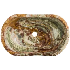 Viadurini Bathroom Steinwaschbecken-Einziges, handgemachtes Design-Aufsatzwaschbecken aus Onyx Stein Leila