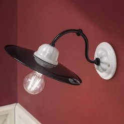 Ferroluce Shabby Chic Wandleuchten-Elegante Wandleuchte aus weißer Keramik Potenza