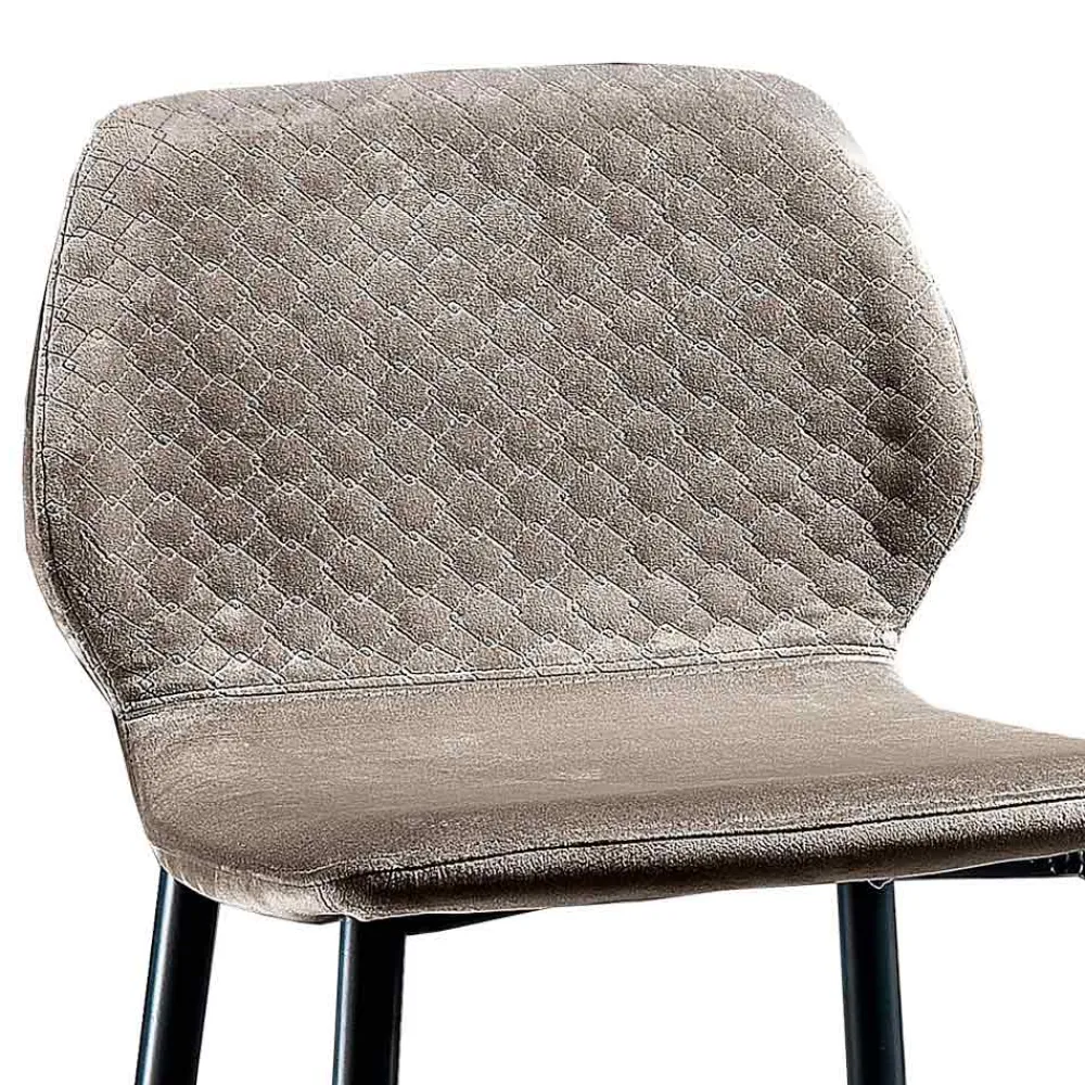 Viadurini Living Küchenhocker-Eleganter Hocker aus farbigem gestepptem Samt und anthrazitfarbenem Metall - Scarat