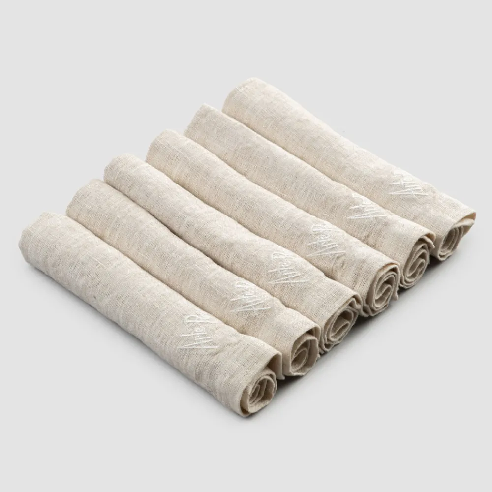 Viadurini Textile Servietten-Eleganter Leinenservietten-Service mit Falzkante, 6 farbige Stücke - Onestini