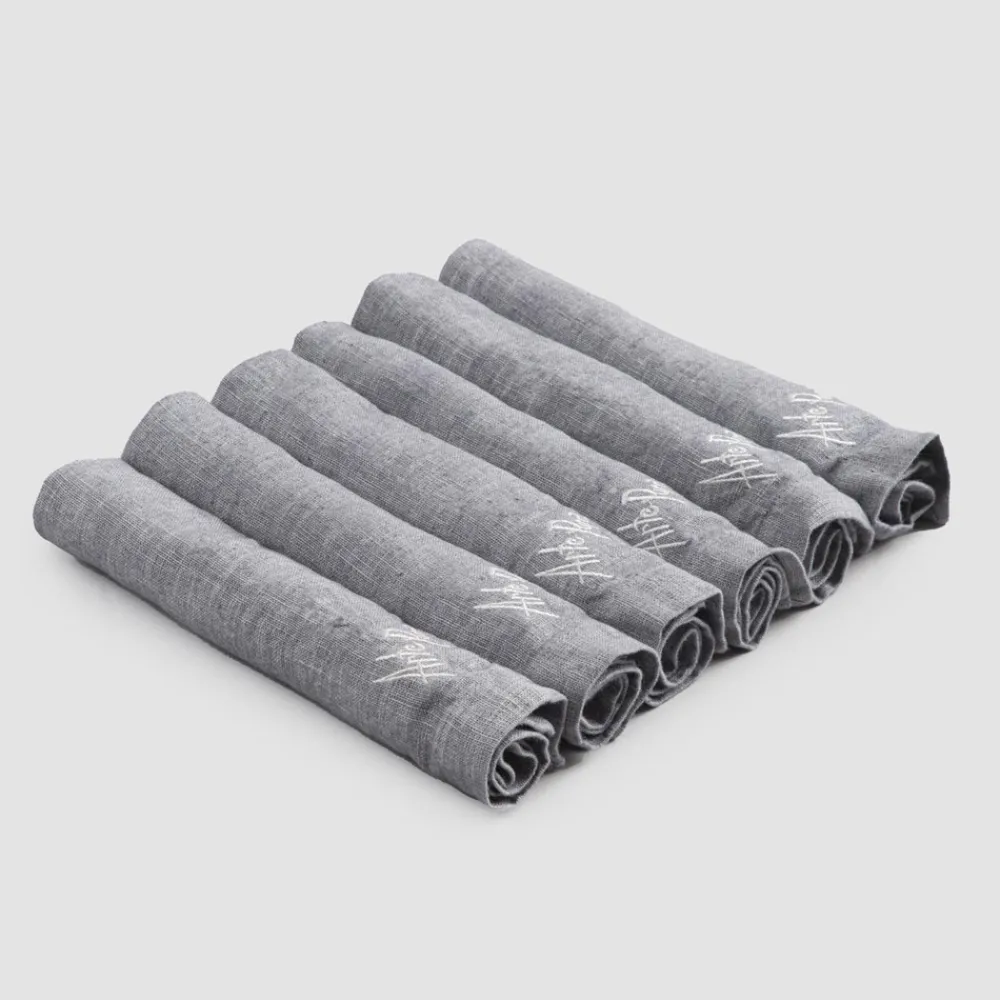 Viadurini Textile Servietten-Eleganter Leinenservietten-Service mit Falzkante, 6 farbige Stücke - Onestini