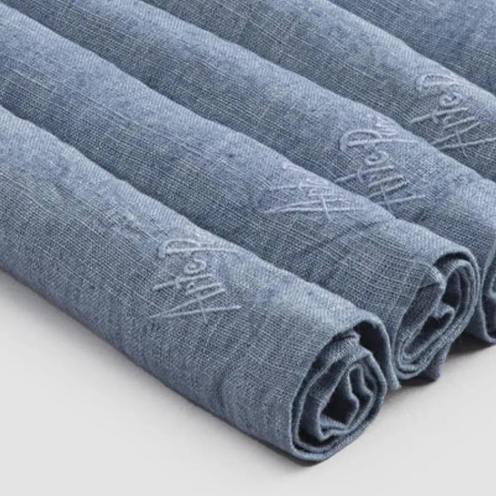 Viadurini Textile Servietten-Eleganter Leinenservietten-Service mit Falzkante, 6 farbige Stücke - Onestini