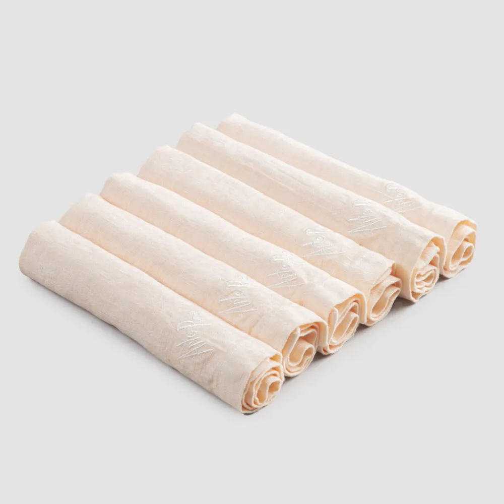 Viadurini Textile Servietten-Eleganter Leinenservietten-Service mit Falzkante, 6 farbige Stücke - Onestini