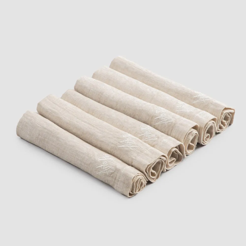 Viadurini Textile Servietten-Eleganter Leinenservietten-Service mit Falzkante, 6 farbige Stücke - Onestini