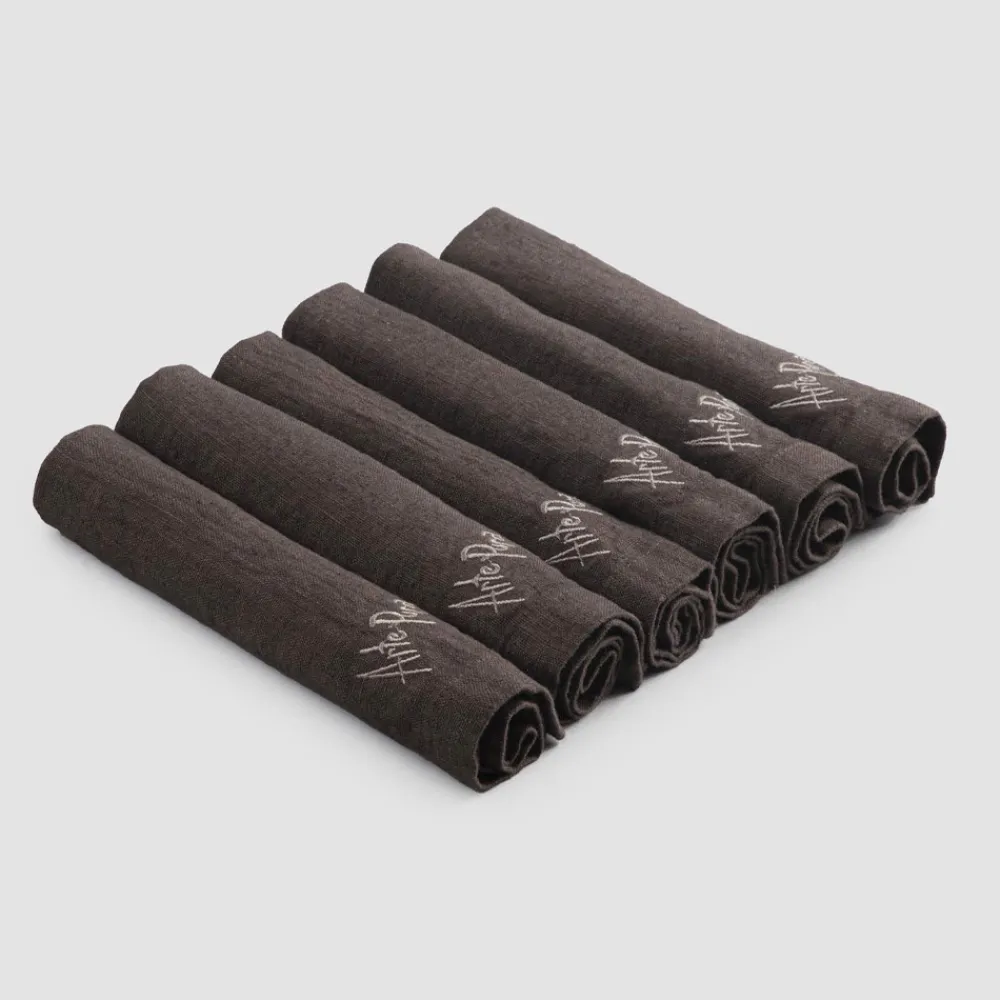 Viadurini Textile Servietten-Eleganter Leinenservietten-Service mit Falzkante, 6 farbige Stücke - Onestini