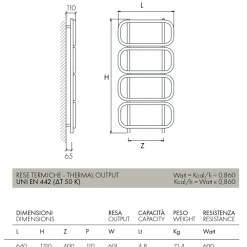 Scirocco H Handtuchheizkörper Elektrisch-Elektrische Handtuchwärmerleiter aus farbigem Flachstahl Made in Italy - Kette