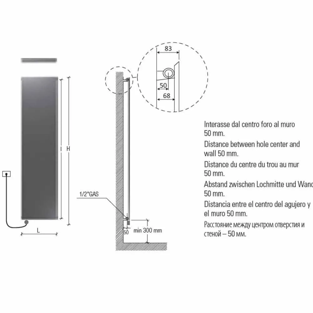 Viadurini Radiators Heizkörper Elektrisch-Elektrische Wandstrahlplatte aus Stahl mit 1000 Watt - Kelvin-Dekoration