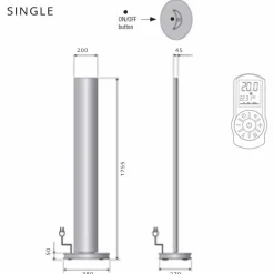 Viadurini Radiators Heizkörper Elektrisch-Elektrischer Bodenheizkörper mit einfacher oder doppelter LED-Ausführung bei 500 W - Stilus