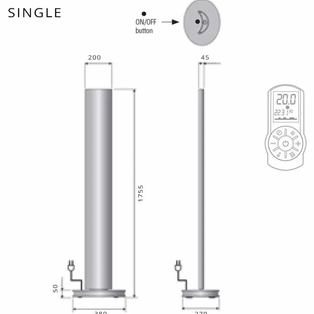Viadurini Radiators Heizkörper Elektrisch-Elektrischer Bodenheizkörper mit einfacher oder doppelter LED-Ausführung bei 500 W - Stilus