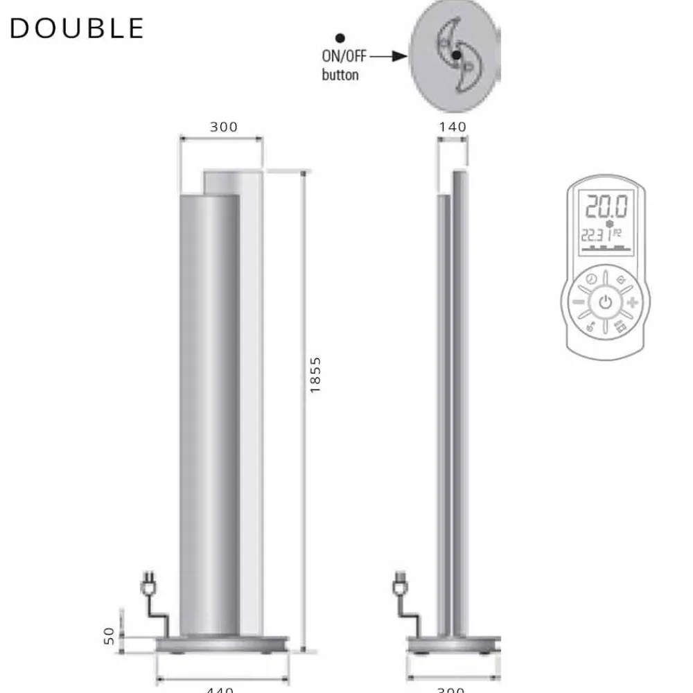 Viadurini Radiators Heizkörper Elektrisch-Elektrischer Bodenheizkörper mit einfacher oder doppelter LED-Ausführung bei 500 W - Stilus