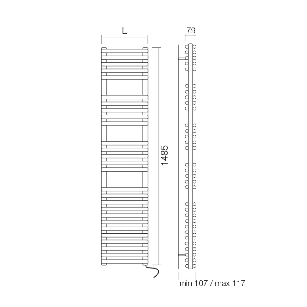 Viadurini Radiators Handtuchheizkörper Elektrisch-Elektrischer Handtuchwärmer mit 4 Reihen horizontaler Elemente, hergestellt in Italien – Meringue