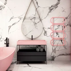 Scirocco H Handtuchheizkörper Elektrisch-Elektrischer Handtuchwärmer Leiter rund farbiger Stahl Made in Italy - Kette