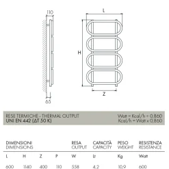 Scirocco H Handtuchheizkörper Elektrisch-Elektrischer Handtuchwärmer Leiter rund farbiger Stahl Made in Italy - Kette