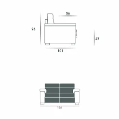 Stile Relax Sofa Relaxfunktion Elektrisch-Elektrisches Relaxsofa 2 Sitzplätze, 2 elektrische Sitze Lilia