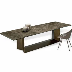 Viadurini Living Esstische Nach Mass|Esstische-Emperador Keramik und Bronze Metall Esstisch Made in Italy - Dunkelbraun