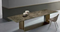 Viadurini Living Esstische Nach Mass|Esstische-Emperador Keramik und Bronze Metall Esstisch Made in Italy - Dunkelbraun