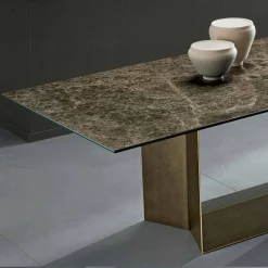 Viadurini Living Esstische Nach Mass|Esstische-Emperador Keramik und Bronze Metall Esstisch Made in Italy - Dunkelbraun