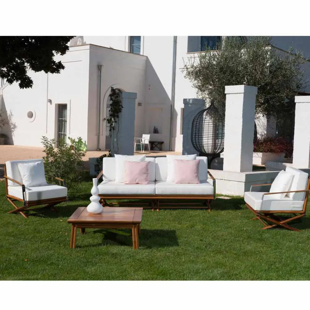 Viadurini in the Garden Holzsessel-Entwerfen Sie einen Outdoor-Sessel aus Natur- oder Schwarzholz mit Kissen - Suzana