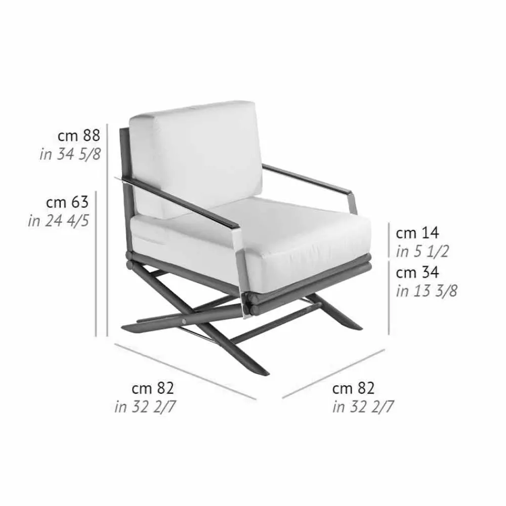 Viadurini in the Garden Holzsessel-Entwerfen Sie einen Outdoor-Sessel aus Natur- oder Schwarzholz mit Kissen - Suzana