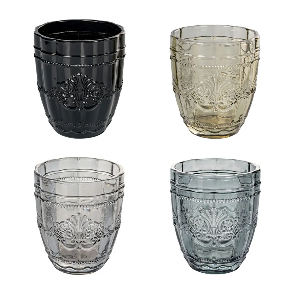 Viadurini Kitchen Gläser Set-12er Set Wassergläser 265 ml aus Glas mit Arabesken-Dekor - Arabisch