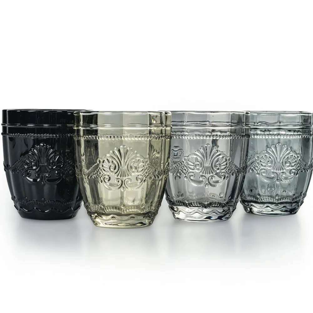 Viadurini Kitchen Gläser Set-12er Set Wassergläser 265 ml aus Glas mit Arabesken-Dekor - Arabisch