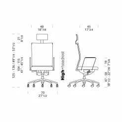 Viadurini Living Bürosessel-Ergonomischer Bürodrehstuhl mit Rollen und Kopfstütze - Gimiglia