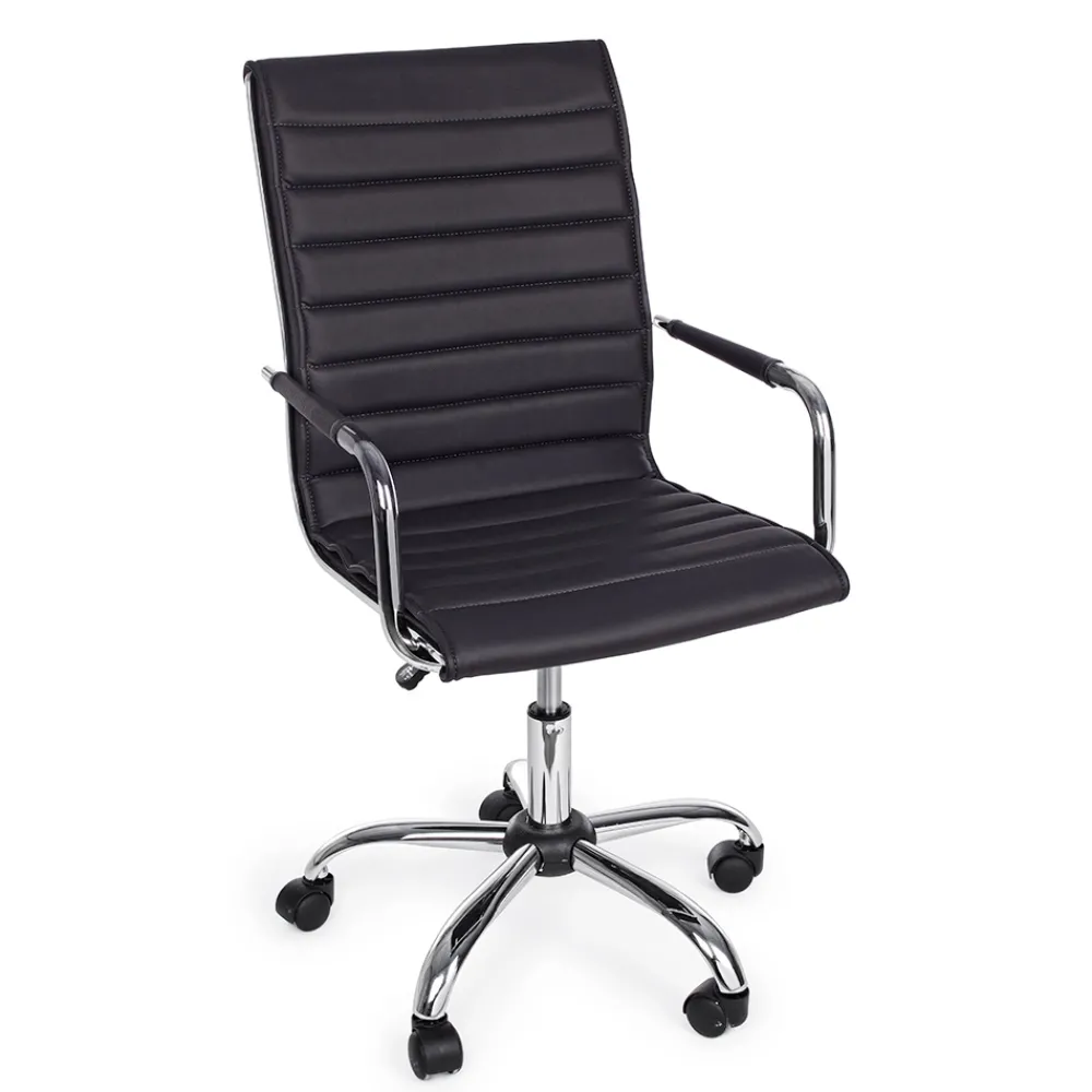 Viadurini Living Bürosessel-Ergonomischer Bürosessel mit Armlehnen aus Stahl und Kunstleder - Mantica