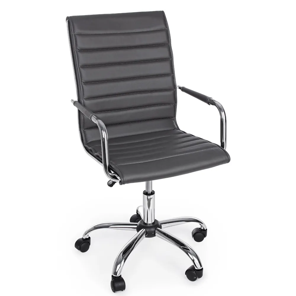 Viadurini Living Bürosessel-Ergonomischer Bürosessel mit Armlehnen aus Stahl und Kunstleder - Mantica