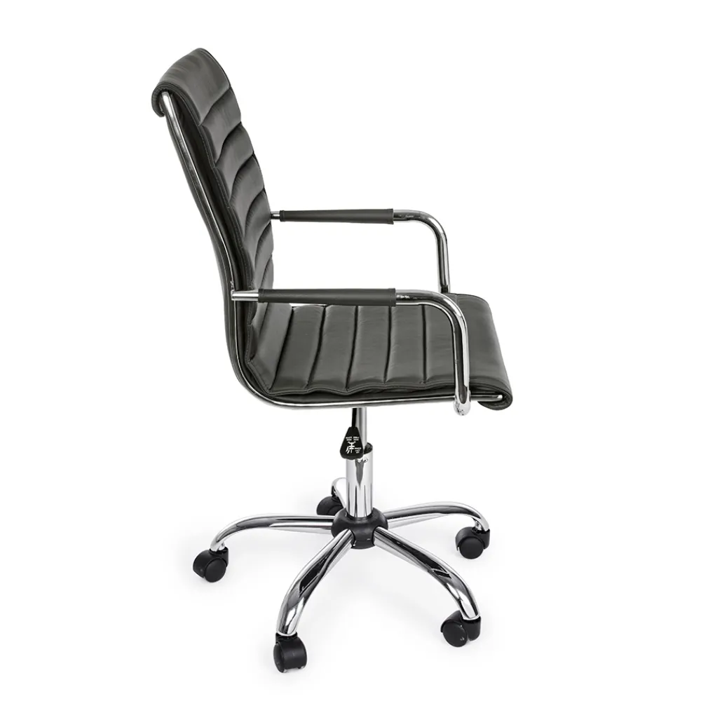 Viadurini Living Bürosessel-Ergonomischer Bürosessel mit Armlehnen aus Stahl und Kunstleder - Mantica