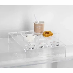 Viadurini Decor Küchenzubehör-Erhöhtes Tablett aus transparentem Plexiglas 6 oder 8 Kaffee Design 2 Stück - Cracco