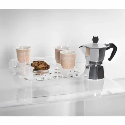 Viadurini Decor Küchenzubehör-Erhöhtes Tablett aus transparentem Plexiglas 6 oder 8 Kaffee Design 2 Stück - Cracco