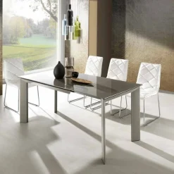 Viadurini Living Ausziehbare Esstische-Erweiterbarer Tisch mit Zeno taupe lackiertem Hartglas