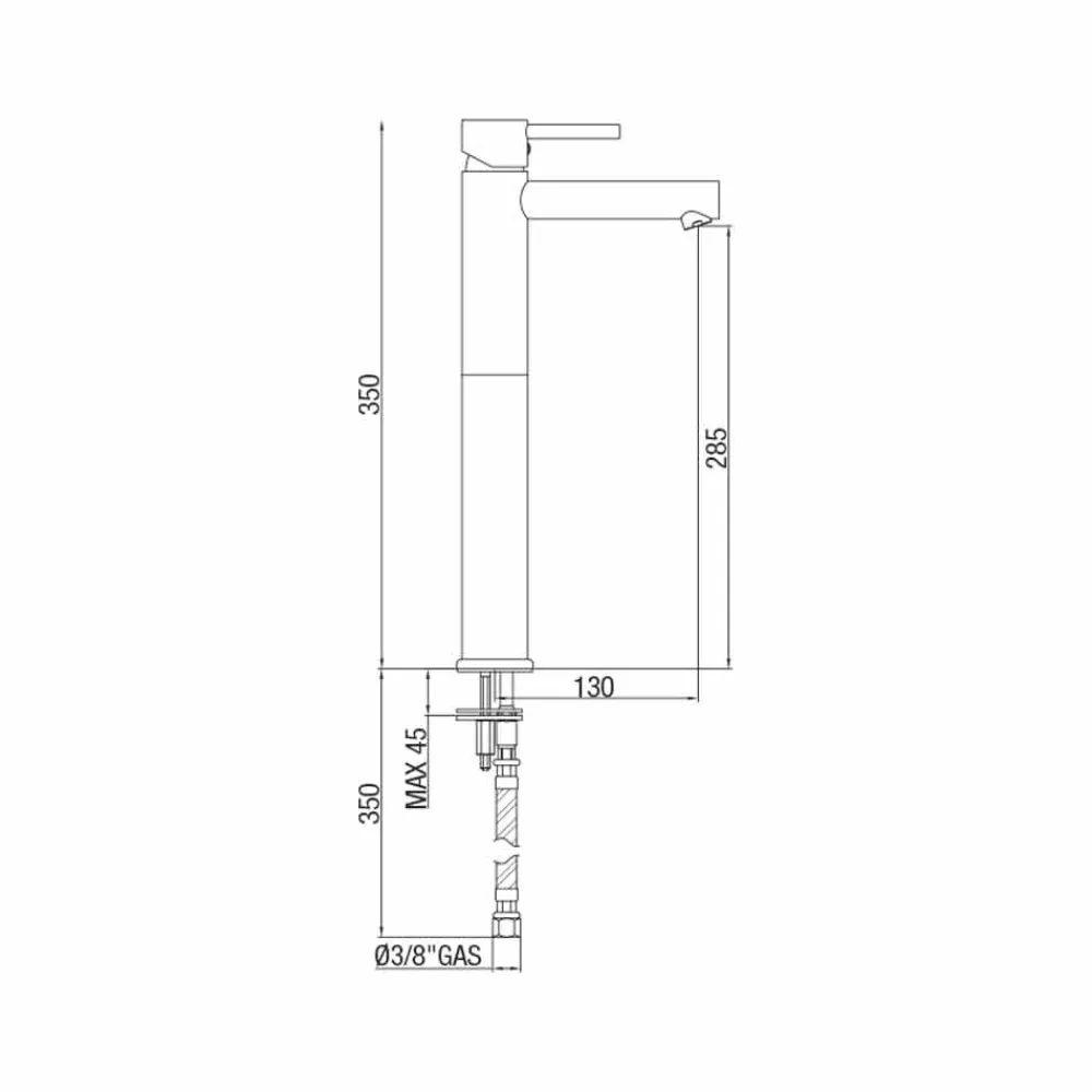 Viadurini Taps Waschbeckenarmaturen-Erweiterter Messing-Waschtischmischer ohne Abfluss Made in Italy - Ermia