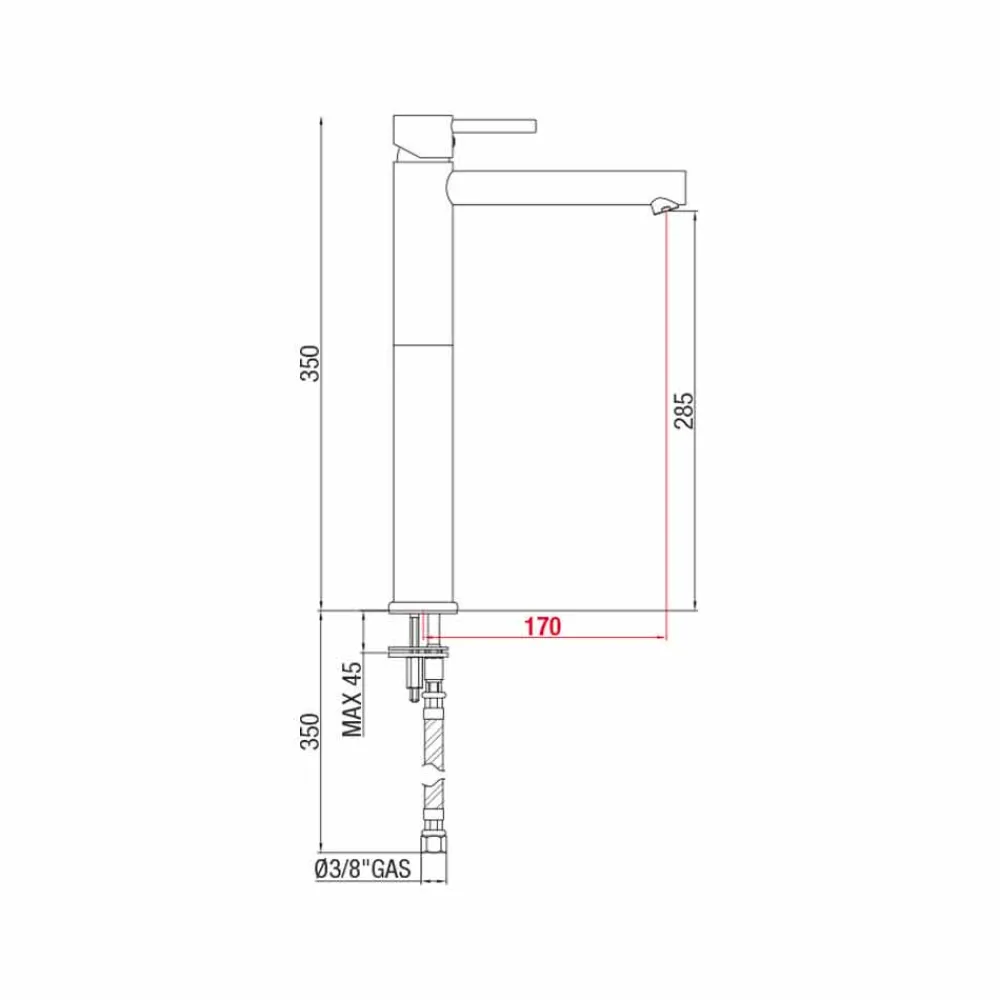 Viadurini Taps Waschbeckenarmaturen-Erweiterter Messing-Waschtischmischer ohne Abfluss Made in Italy - Ermia
