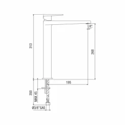 Viadurini Taps Waschbeckenarmaturen-Erweiterter Waschbeckenmischer H 268 mm ohne Abfluss Made in Italy - Galla