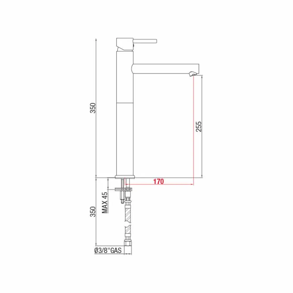 Viadurini Taps Waschbeckenarmaturen-Erweiterter Waschtischmischer aus Messing ohne Abfluss Made in Italy - Ermia