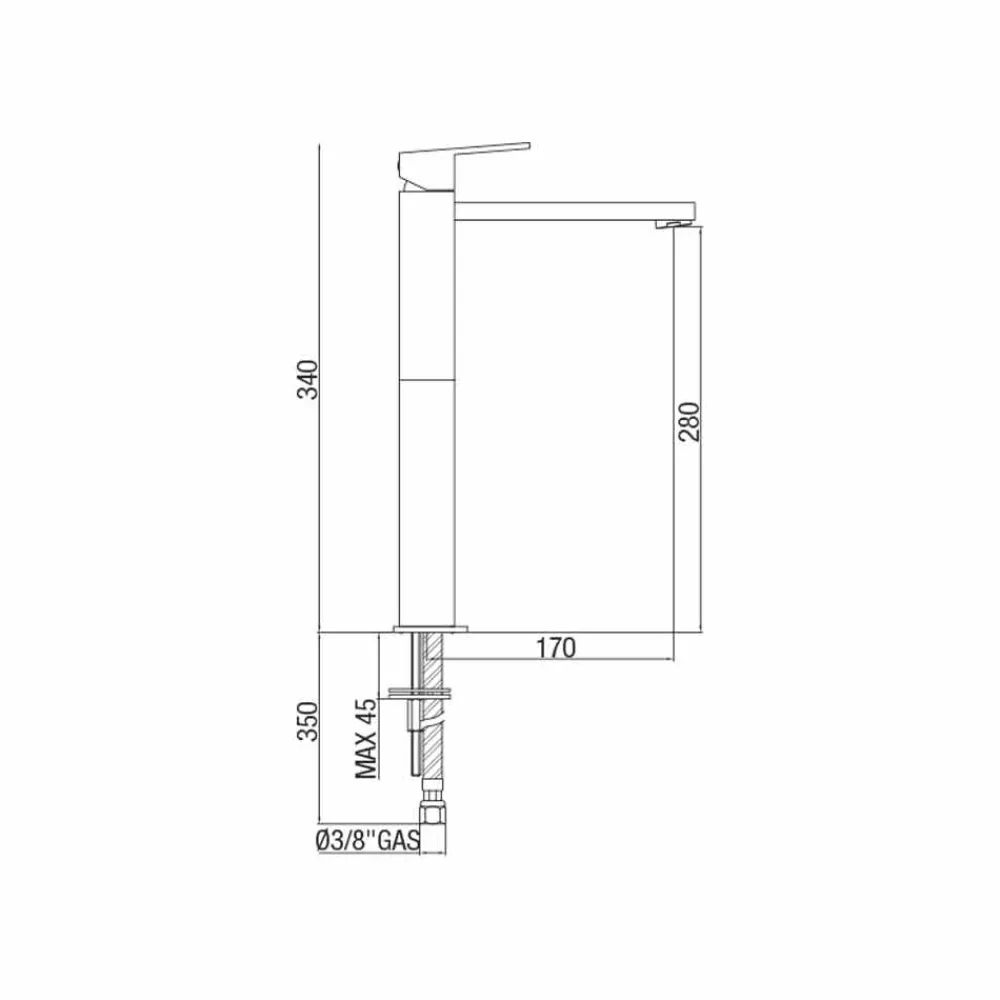 Viadurini Taps Waschbeckenarmaturen-Erweiterter Waschtischmischer ohne Abfluss Made in Italy - Medida