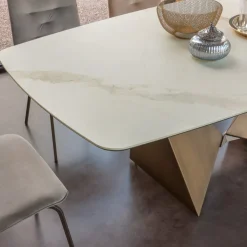 Viadurini Living Esstische-Esstisch aus 3 mm starker Keramik und Metallbasis, hergestellt in Italien – Pfingstrose