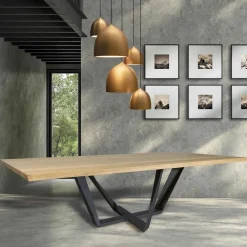 Viadurini Living Esstische Nach Mass|Esstische-Esstisch aus Eichenholz und eisengrauem Metall Made in Italy - Patty