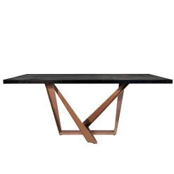 Viadurini Living Esstische Nach Mass|Esstische-Esstisch aus Eichenholz und kupferfarbenem Nuvolato-Metall Made in Italy - Patty