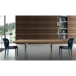 Viadurini Living Esstische-Esstisch aus Furnier und gehämmertem Stahl, hergestellt in Italien – Strappo