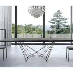 Viadurini Living Esstische-Esstisch aus furniertem Holz und Stahl, hergestellt in Italien – Ezzellino