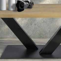 Viadurini Living Esstische Nach Mass|Esstische-Esstisch aus furnierter, plattierter Eiche und Metall Made in Italy - Riad