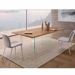 Viadurini Living Esstische-Esstisch aus geknoteter Eiche und hochwertigem Glas Made in Italy - Sibillo