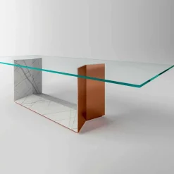Viadurini Living Esstische Nach Mass|Esstische-Esstisch aus Glas mit Metall- und Marmorsockel Made in Italy - Minera