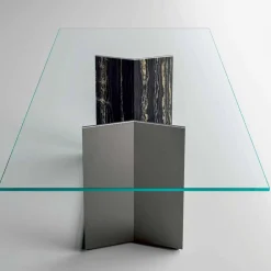 Viadurini Living Esstische Nach Mass|Esstische-Esstisch aus Glas mit Metall- und Marmorsockel Made in Italy - Minera