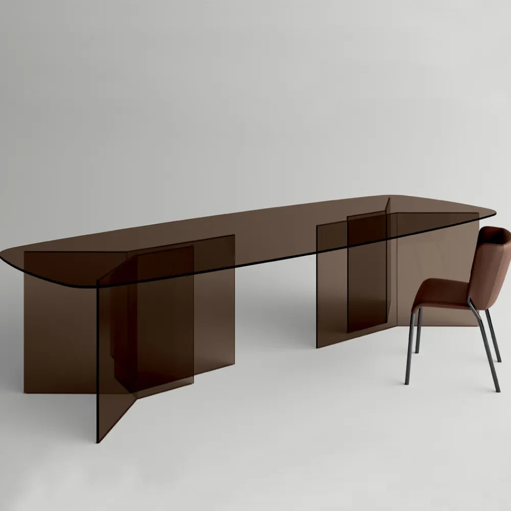 Viadurini Living Esstische Nach Mass|Esstische-Esstisch aus Glas mit rechteckiger Platte Made in Italy - Charles