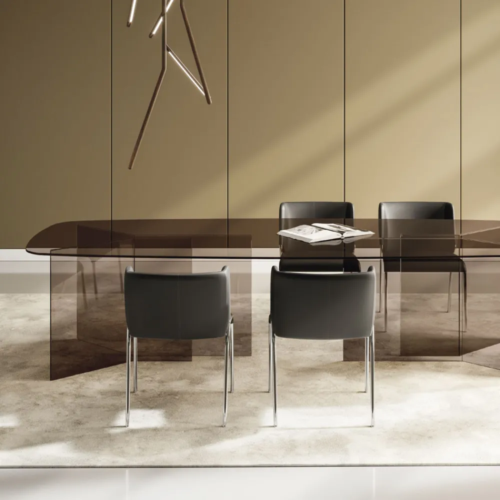 Viadurini Living Esstische Nach Mass|Esstische-Esstisch aus Glas mit rechteckiger Platte Made in Italy - Charles